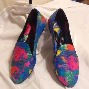 Brian Atwood Multicolored Snakeskin Flats Sz 10/41 GUC